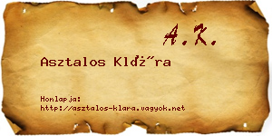 Asztalos Klára névjegykártya
