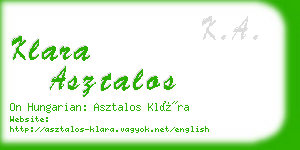 klara asztalos business card